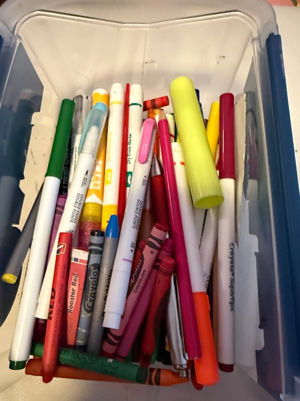 100 count Assorted Pens Markers Crayons Pencils
